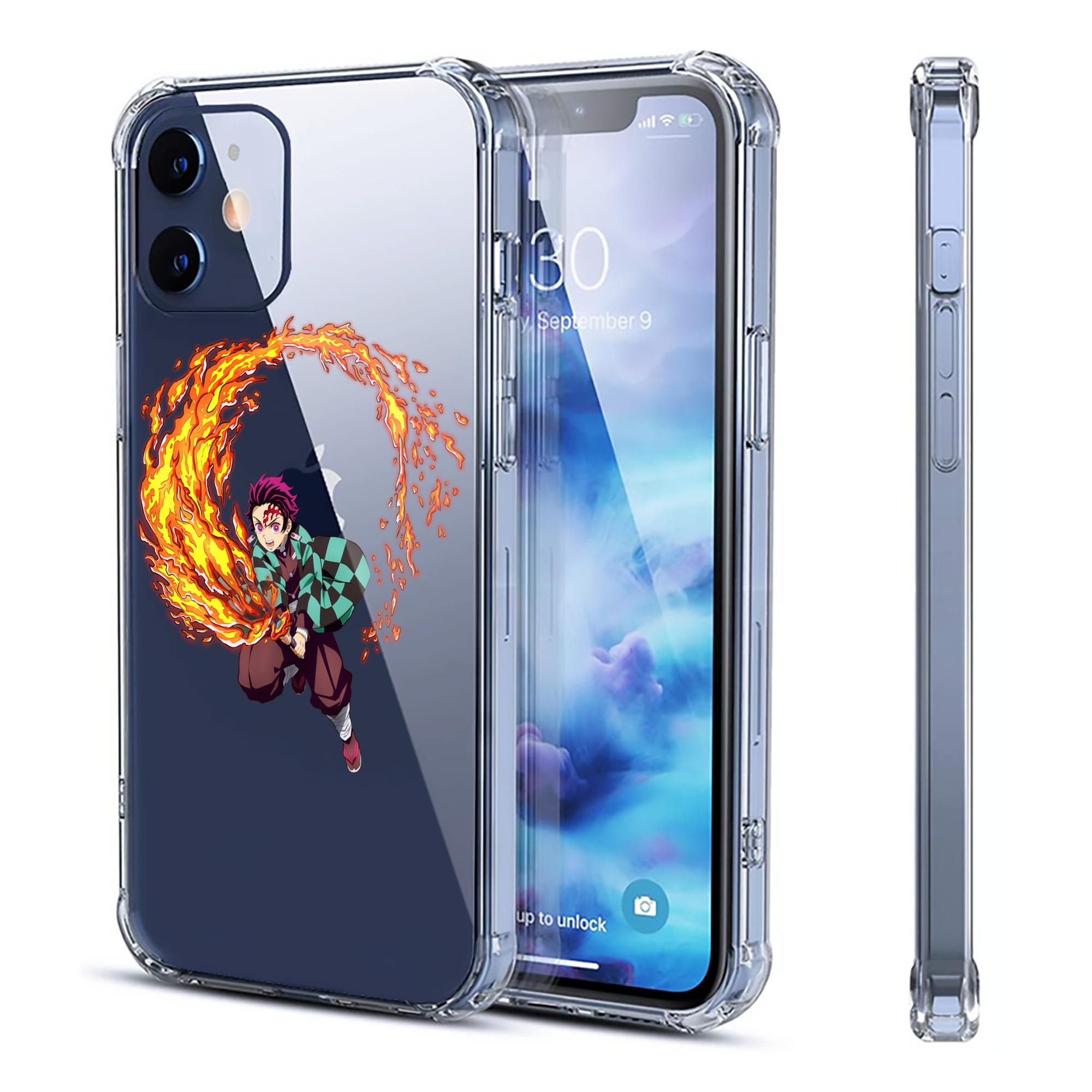 （画像用） 鬼滅の刃 竈門 炭治郎／かまど たんじろう Kamado Tanjirou 【iPhone 12シリーズ対応】透明スマホケース（クリアソフトケース）